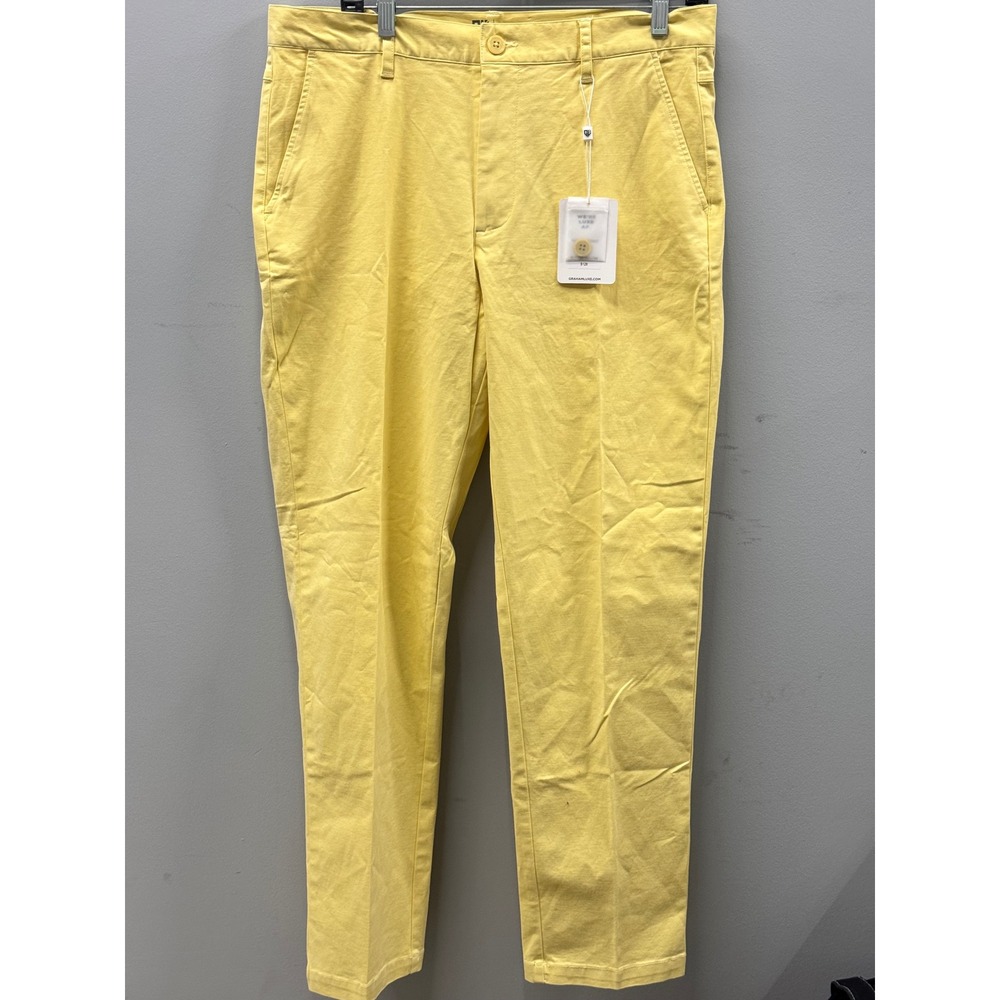 Graham Luxe Richmond Pant Mens 34x30 Butter Yellow Chino Trousers Golf NWT